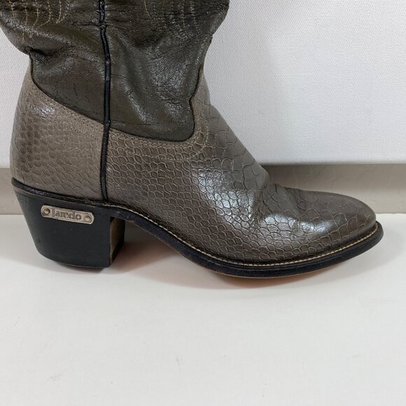 Laredo Womens Western Cowboy Brown Snakeskin Leather Boots 2" Heel Size 9 - Picture 8 of 14
